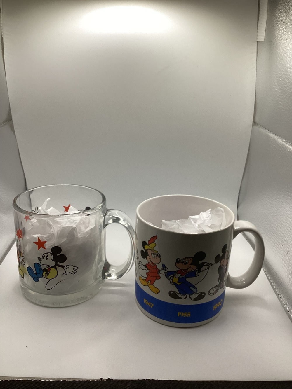 Disney Mickey & Friends Ceramic and Glass Mug Set - Vintage